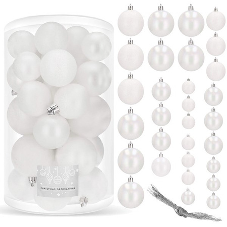 Bombki choinkowe 30 szt. ozdoby świąteczne biały
