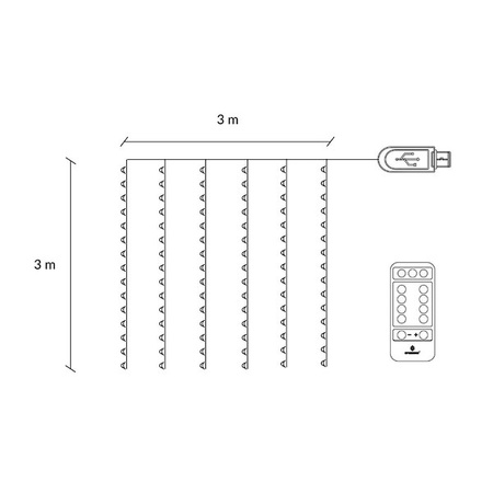 Kurtyna świetlna 300 led girlanda, lampki druciki z programatorem wewnętrzno-zewnętrzne multikolor