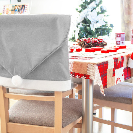 Pokrowiec na krzesło, czapka Mikołaja szara
