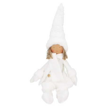 Laleczka 34 cm ozdoba świąteczna, figurka świąteczna, gnom biały
