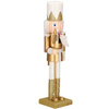 Dziadek do orzechów 38 cm z toporem, drewniany żołnierzyk złoty, figurka świąteczna