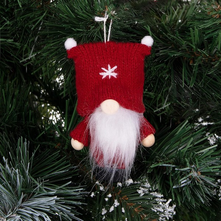 Skrzat 8cm ozdoba świąteczna, krasnal świąteczny, gnom bordowy