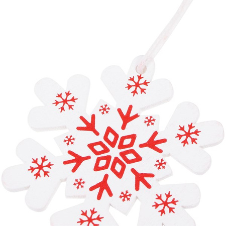 Świąteczne zawieszki 5cm drewniane śnieżynki zestaw 3 szt. biały