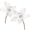 Gwiazda betlejemska 23 cm sztuczny kwiat, poinsecja biała z brokatem