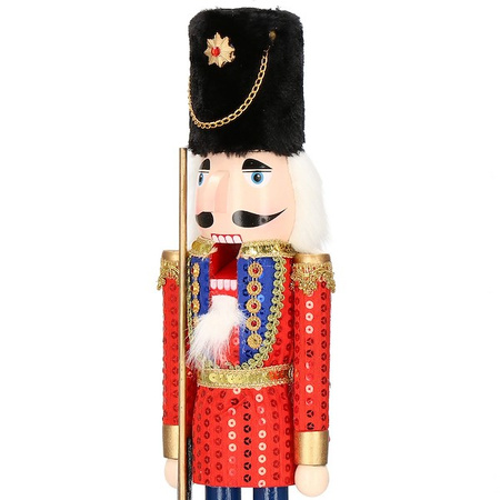 Dziadek do orzechów 50 cm drewniany żołnierzyk z karabinem multikolor, figurka świąteczna