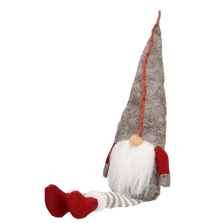 Skrzat 50cm ozdoba świąteczna, siedzący krasnal świąteczny, gnom szary