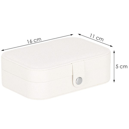 Kuferr, szkatułka na biżuterię ekoskóra 16x11x5 cm kremowa z brokatem z przegródkami