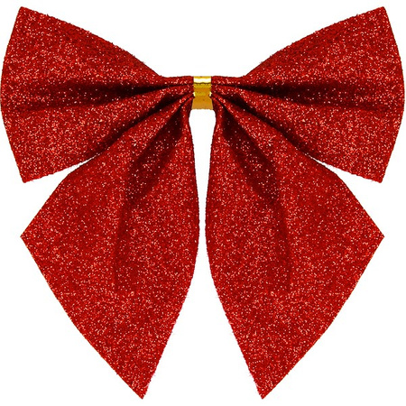 Kokardka świąteczna na choinkę 3 szt. brokatowa zawieszka choinkowa czerwona