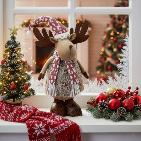 Renifer z teleskopowymi nóżkami 74 cm dekoracja świąteczna, figurka pod choinkę