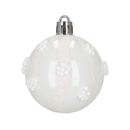 Bombki choinkowe 40 szt. komplet dekoracje świąteczne zawieszki nietłukące, białe