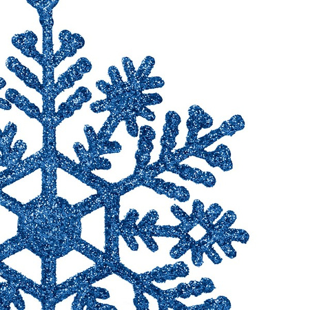 Zawieszka choinkowa 12 szt. śnieżynka 10 cm świąteczna ozdoba niebieski brokat