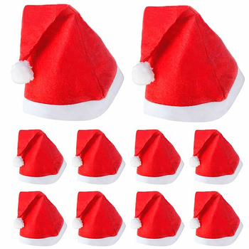 Czapka Mikołaja 10 szt. mikołajki strój czerwona