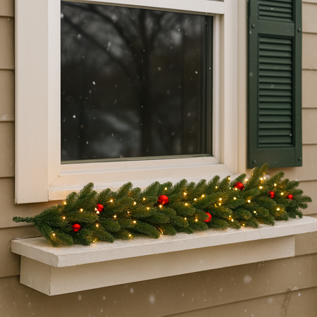 Świąteczna girlanda 100 cm choinkowa sztuczna łańcuch z gałązek na stół, kominek zielony