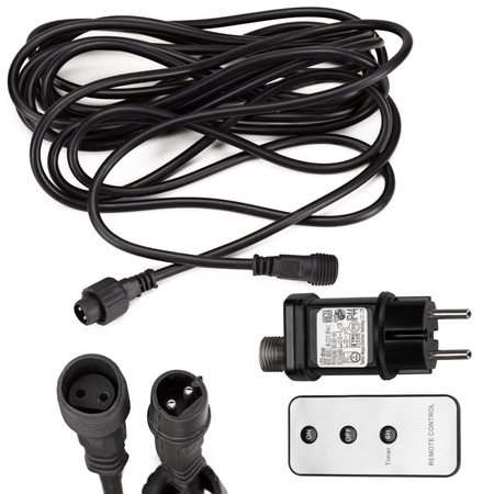 Kurtyna świetlna PRO 500 Led lampki choinkowe 25 m zimny biały + zimny biały flash zestaw