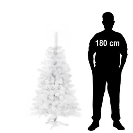 Choinka sztuczna 150 cm biała jodła jak żywa, nowoczesna, ze stojakiem