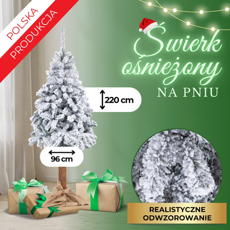 Choinka na pniu sztuczna, świerk śnieżony 220 cm