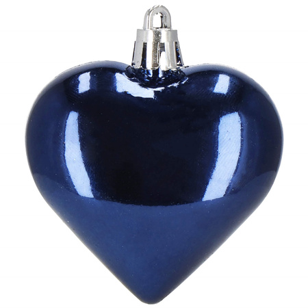 Bombki choinkowe 7 cm dekoracje świąteczne 8 szt. nietłukące serca, granatowe