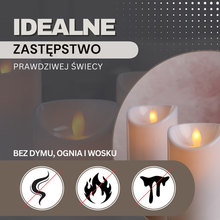 Świeczka na baterie 18,5 cm świeca LED świąteczna z ruchomym płomieniem, do stroików