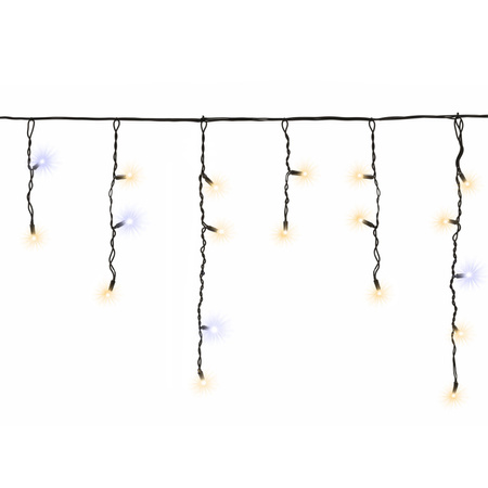 Kurtyna świetlna zewnętrzna PRO 500 Led lampki sople 25 m ciepły biały + zimny biały flash