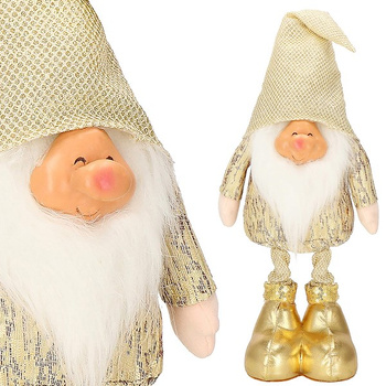 Skrzat 50cm ozdoba świąteczna, stojący krasnal świąteczny, gnom złoty