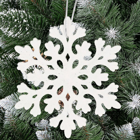 Zawieszki świateczne 8 szt. śnieżynki brokatowe 8 cm białe