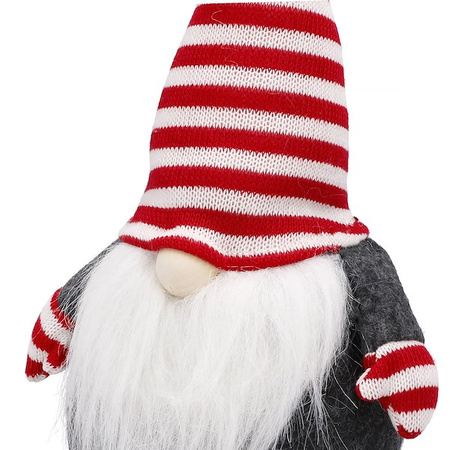Krasnal 33cm ozdoba świąteczna, skrzat świąteczny, gnom w czerwone paski