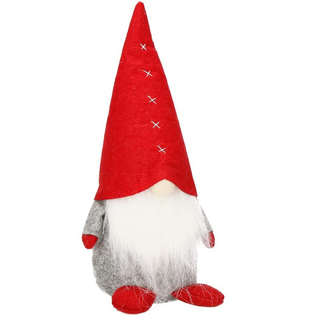 Skrzat 32cm mikołaj ozdoba świąteczna, krasnal świąteczny, gnom szary czerwony