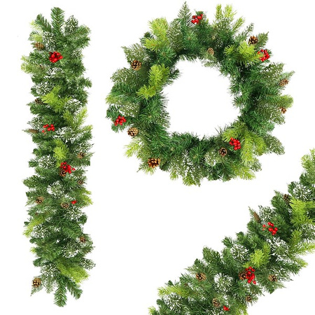 Girlanda świąteczna 100cm z lampkami 50 LED biały ciepły, łańcuch choinkowy, zielony