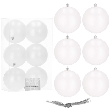 Bombki choinkowe 6 szt. ozdoby świąteczne zestaw perłowy biały