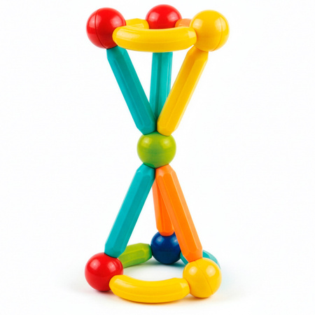 Klocki magnetyczne konstrukcyjne 3D komplet 128 szt. patyczki i kulki