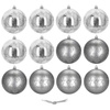 Srebrne bombki choinkowe 11 cm 12 szt. komplet dekoracje świąteczne zdobione