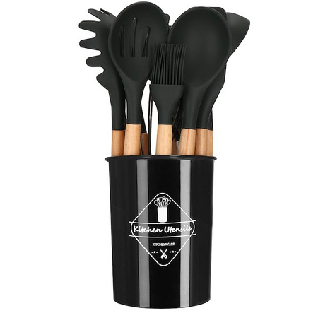 Przybory kuchenne 12 szt. akcesoria do kuchni silikonowe czarne