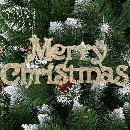 Zawieszka na choinkę napis Merry Christmas 2 szt. ozdoba świąteczna 24 cm złoty brokat