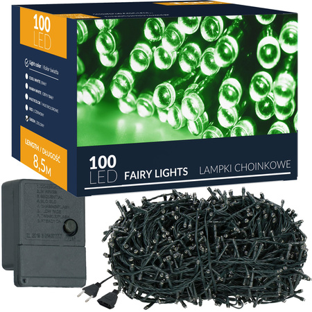 Lampki choinkowe 100 led zielone 8,5 m oświetlenie świąteczne