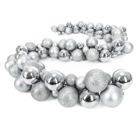 Girlanda świateczna z 130 szt. bombek, łańcuch choinkowy 160 cm, srebrne