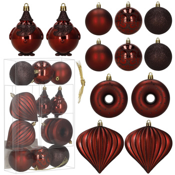 Bombki choinkowe 12 szt. komplet dekoracje świąteczne, nietłukące, czerwone