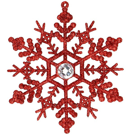 Zawieszka na choinkę śnieżynki 2 szt. ozdoba świąteczna 12 cm czerwony brokat