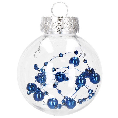 Bombki choinkowe przeźroczyste 30 szt. niebieski 6cm zestaw choinkowy