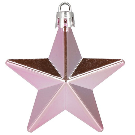 Bombki choinkowe 6 szt. gwiazdki ozdoby świąteczne zestaw różowy