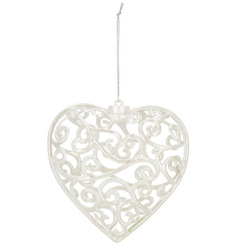 Zawieszka choinkowa serce ażurowe dekoracja na choinkę 9 cm kremowa