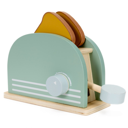 Toster drewniany z akcesoriami śniadaniowymi 9 el. zabawka dla dzieci, multikolor