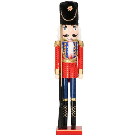 Dziadek do orzechów 50 cm drewniany żołnierzyk z karabinem multikolor, figurka świąteczna