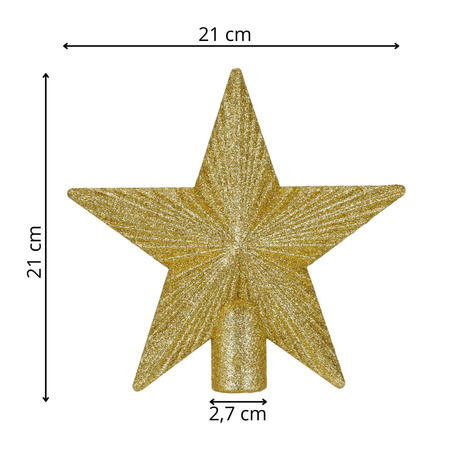 Szpic choinkę gwiazda 21 cm czubek brokatowy ozdoba świąteczna złota