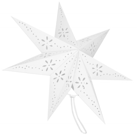 Gwiazda świąteczna papierowa biała i lampki choinkowe led ciepły biały