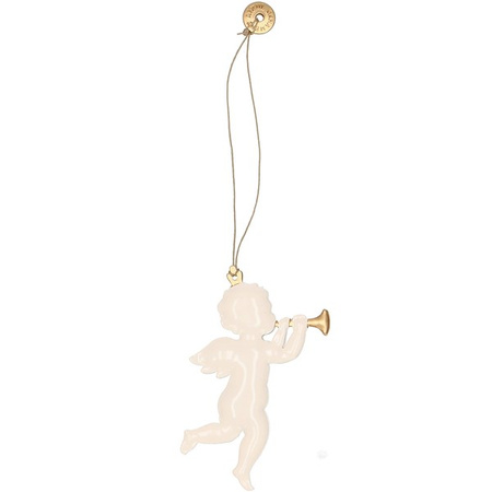 Świąteczne zawieszki 7cm metalowe aniołki zestaw 3 szt. kremowy