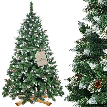 Choinka sztuczna 240 cm Premium Royal Trees sosna diamentowa ośnieżona z szyszkami