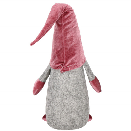 Skrzat 55cm ozdoba świąteczna, krasnal świąteczny, gnom welur brudny róż