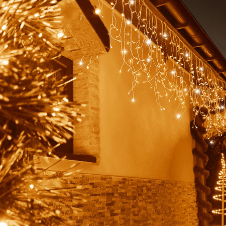 Kurtyna świetlna 1000 led girlanda 45 m lampki wewnętrzno-zewnętrzne sople ciepły biały z zimnym białym flash