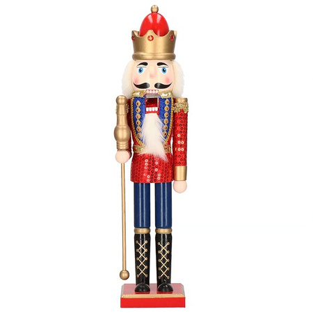Dziadek do orzechów 50 cm drewniany żołnierzyk z berłem multikolor, figurka świąteczna