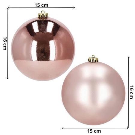 Bombki choinkowe 2 szt. ozdoby świąteczne zawieszki 15 cm rose gold